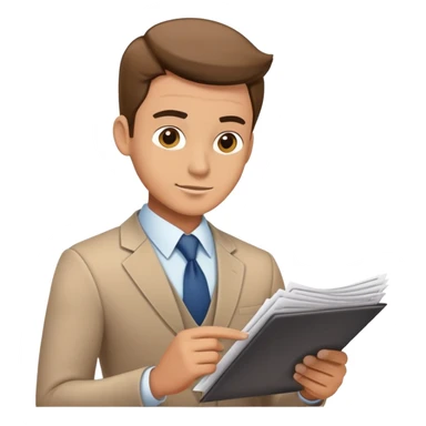 male office worker reviewing paperwork sticker