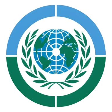 model united nations logo blue and green sticker