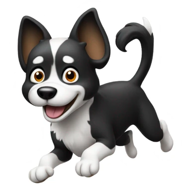 Black and white dog running sticker