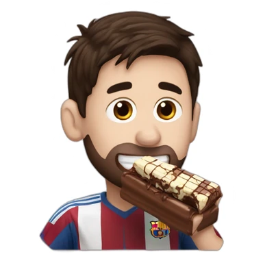 messi eating a bar of chocolate sticker