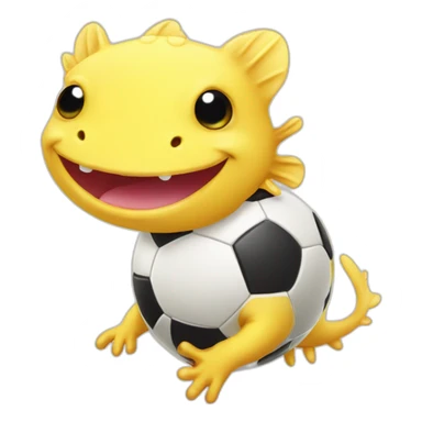 Cute Yellow axolotl playing soccer sticker