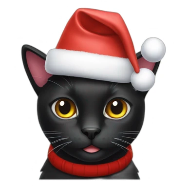 black cat with christmas hat sticker