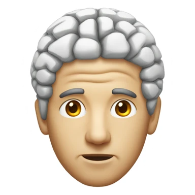 the front-facing head of a man who wears his brain on the outside of his skull sticker