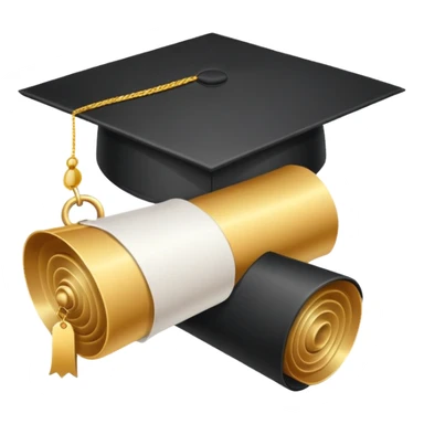 Graduation cap with diploma and honor roll medal sticker