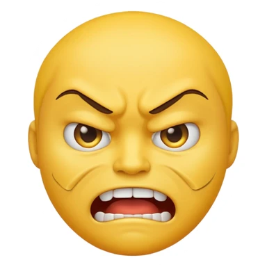 yellow emoji face making a 'grrrr' expression, furrowed brows, clenched teeth, angry, emoji style sticker