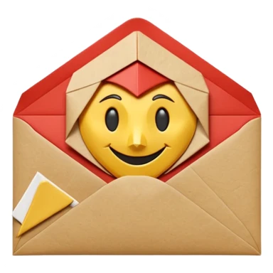 3D render of Envelope with Wax Seal entirely of folded origami paper, sharp creases, cardboard texture, matte finish, visible paper grain, craft aesthetic,emoji style, isolated on white background --v 6.0 sticker