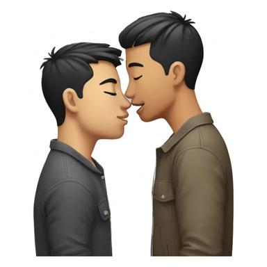 Gay asian guy kissing white guy sticker