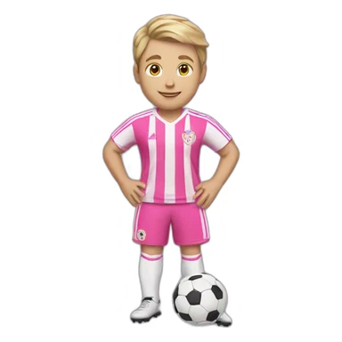 White boy with soccer Ball wearing soccer pink suit sticker