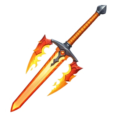 Flaming magic sword — fiery aura and sparks sticker