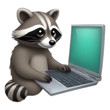 Raccoon typing on a labtop sticker