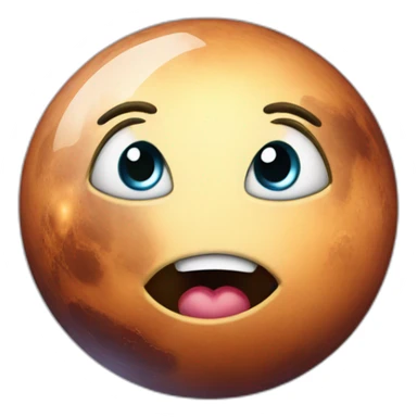 planet Venus with a cartoon economic face with big thoughtful eyes sticker