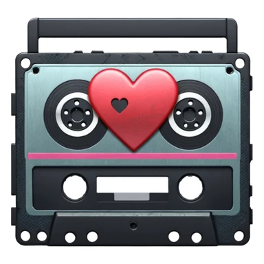 heart with a dark cassette tape and grunge texture sticker
