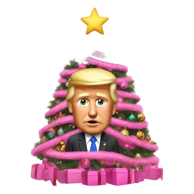 realistic trump decorating a pink christmas tree  sticker