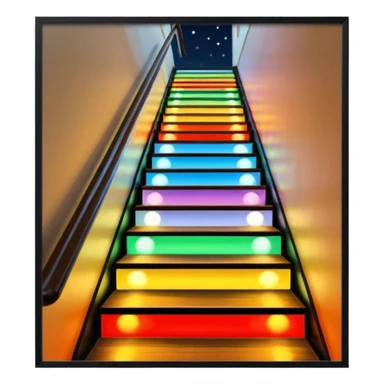 Lights up stairs 1 at floor looking down stairs sticker