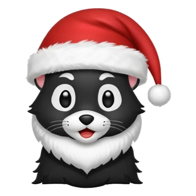 miniature black pinmcher in santa aht sticker