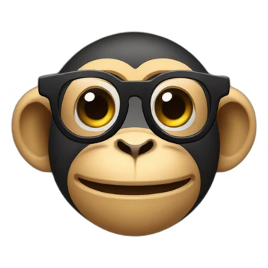 Monkey with glasses smiling with black  braces  sticker