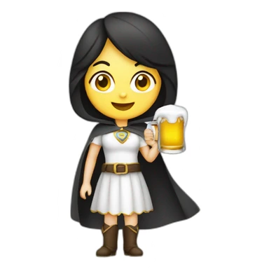 Happy-White-girl—face-black-cape-costume-with-beer sticker