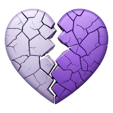 coração quebrado metade branco metade roxo sticker