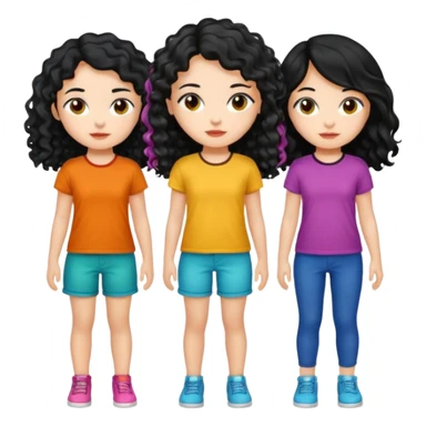 Haz algo relaciono con Disney donde haya quatre chicas con el tono de piel carne, una con el pelo rizado largo, una con el pelo muy corto negro, una con el cabello ondulado mediano y la otra con el pelo negro largo para poner en la parte delantera de la camiseta sticker