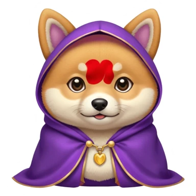 baby shiba dog, in magic purple cloak sticker