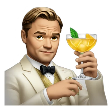 Leonardo di caprio meme with cocktail glass from great gatsby sticker