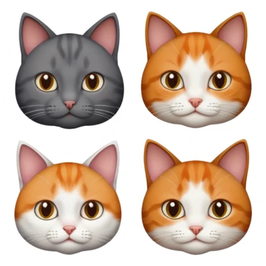 3 different coloured tiny short haired cats, including a dark grey and white cat, and a dark brown tabby and white and a ginger and white sticker