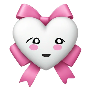 White heart with a pink bow wrapped on it sticker