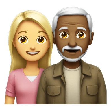 smiling girl with old man outdoors sticker