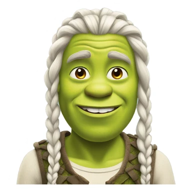 Shrek with white long braids sticker