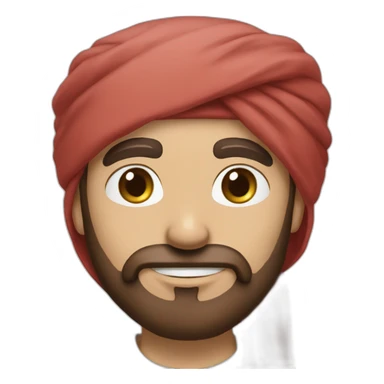 red white Arab turban and dark brown beard white male sticker