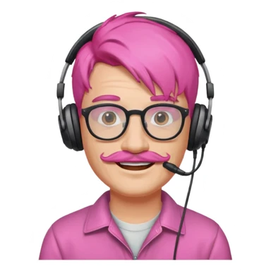 headphone and spectacles, mustached pink hair man sticker