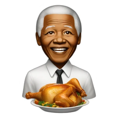 Nelson Mandela with a whole roast chicken in his mouth sticker