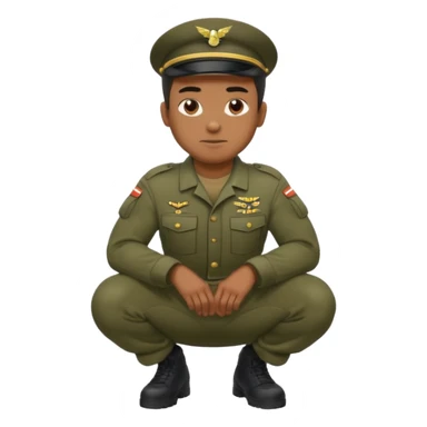 A black man squatting wearing army attire sticker