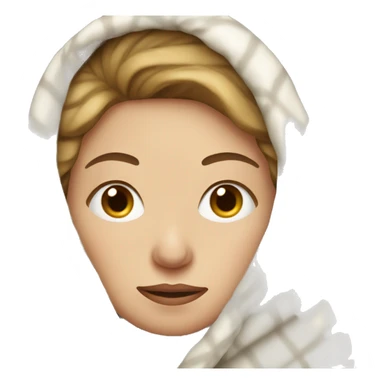 white woman with cold face and blanket sticker