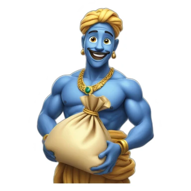 genie holding the big sack of money 4k sticker