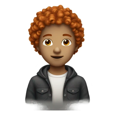 White skin dark orange curly hair boy  sticker