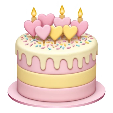 Cake with hearts and sprinkles in soft pink, beige and yellow pastel colors sticker