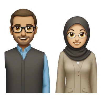 A brune couple the girl wearing hijab and the guy wearing white glasses and he’s bald  sticker