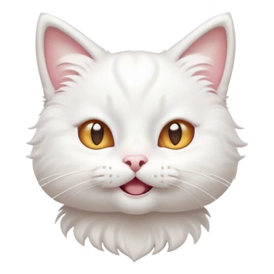Cinematic Comical White Cat Portrait Emoji, Head tilted in an exaggerated, surprised manner with wide, sparkling eyes, showcasing a pristine white fur with subtle hints of silver and an animated, goofy expression, simplified yet whimsically detailed, glowing with a playful, bright radiance, high shine, exuding a lighthearted and comical charm, styled with a soft glowing outline, capturing the essence of a white cat that looks ready to prance comically off the screen! sticker