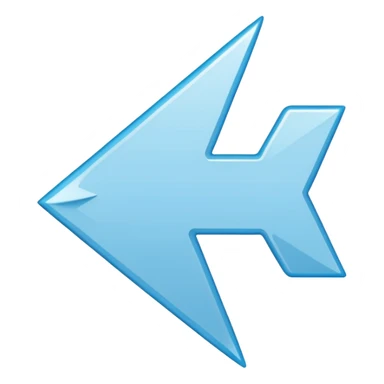 Extremely simplistic white arrow with light blue outline pointing sticker