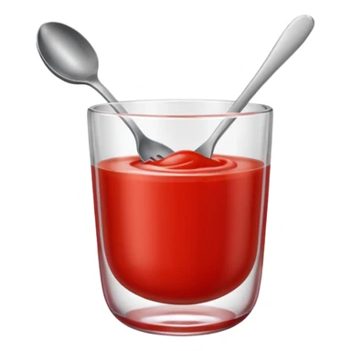tomato puree in a glass glass transparent with spoon sticker