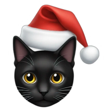 black cat christmas hat sticker