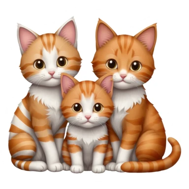 3 kittens cuddling together all different colours, the first one is grey and white, the second is ginger and white and the third is brown tabby and white sticker