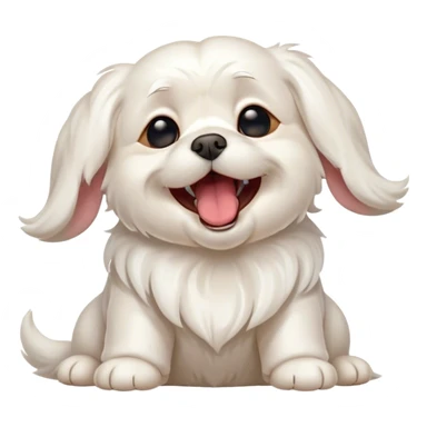 Cinematic Cute Yawning Wavy-Haired Maltese dog Portrait Emoji, Head tilted slightly with a dramatic, wide-open yawn, showcasing a lustrous, wavy-haired white coat with gentle highlights, floppy ears slightly drooping, round dark eyes barely open in drowsy contentment, Simplified yet irresistibly adorable features, highly detailed, glowing with a soft, cozy glow, high shine, relaxed yet expressive, stylized with a touch of whimsy, bright and endearing, soft glowing outline, capturing the essence of a sleepy yet affectionate companion, so drowsy it feels like it could stretch right out of the screen and curl up for a nap! sticker