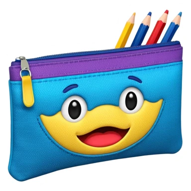 Pencil pouch with zipper mouth sticker