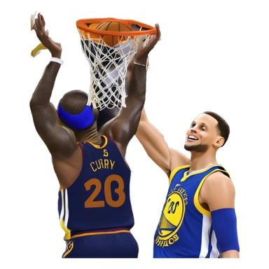 Steph curry dunking on LeBron James sticker
