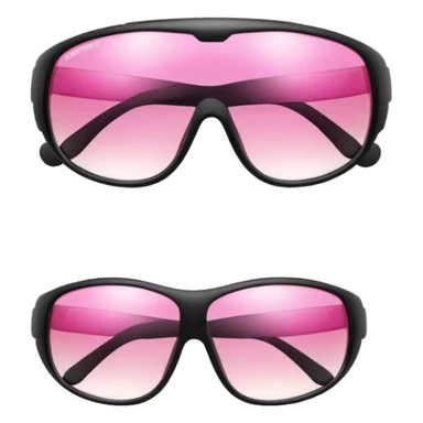wraparound safety glasses with pink gradient lenses, sporty design sticker
