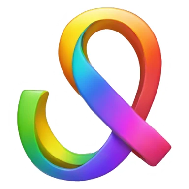 rainbow ampersand with ribbons sticker
