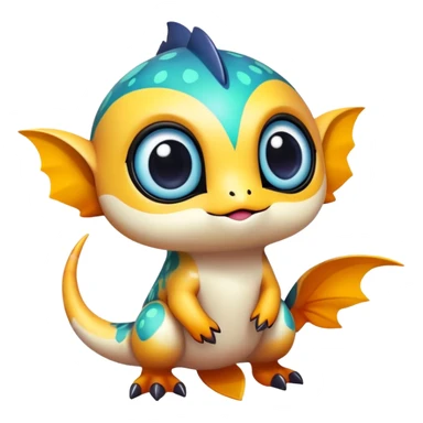 Exotic colorful chibi Fakémon-creature with random markings sticker