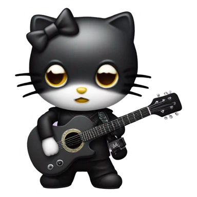 Goth hello kitty with a guitar  sticker